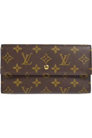 Pre-owned Louis Vuitton 2005 Porte Monnaie Plat Wallet In Brown