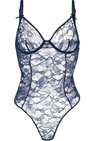 FLEUR DU MAL Magnolia lace ouvert bodysuit
