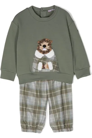 Il gufo Beaver-embroidered fleece set (set of two)