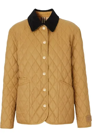 Burberry Corduroy-collar diamond-quilted jacket