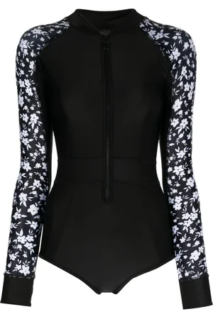 Duskii Floral-print zip-up swimsuit