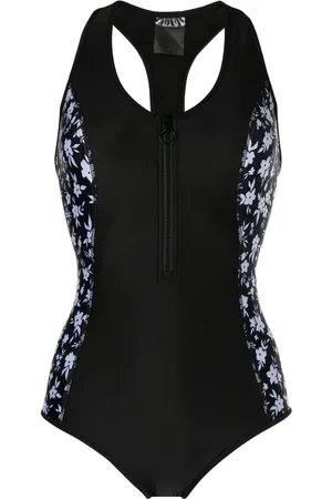Duskii Floral-print zip-up swimsuit