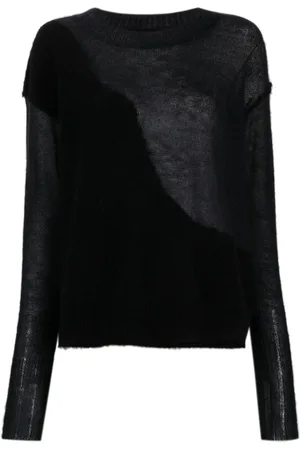 ISABEL BENENATO Crew-neck panelled fine-ribbed jumper
