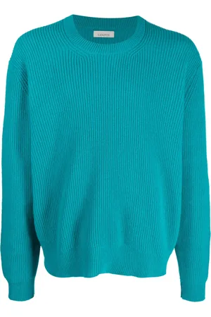 LANEUS Cew-neck ribbed-knit jumper