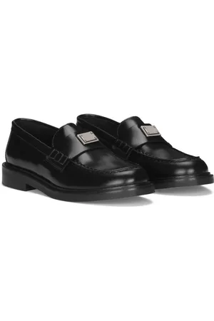 Dolce & Gabbana Logo-plaque polished leather loafers