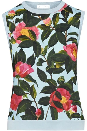 Oscar de la Renta Camellia printed tank top
