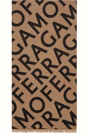Salvatore Ferragamo Logo intarsia-knit fringed scarf