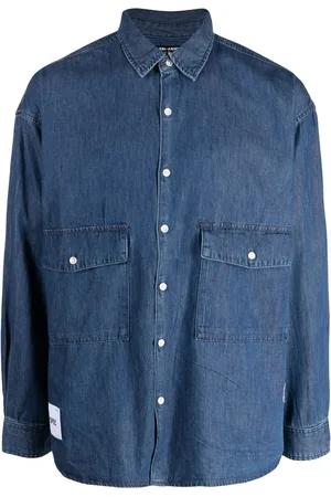 Izzue Logo-patch cotton denim shirt