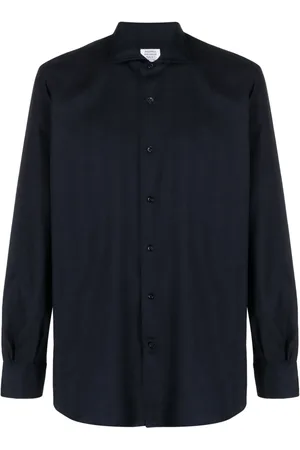 MAZZARELLI Cutaway-collar cotton-blend shirt
