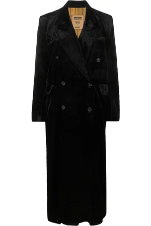 UMA WANG Velvet-effect double-breasted coat