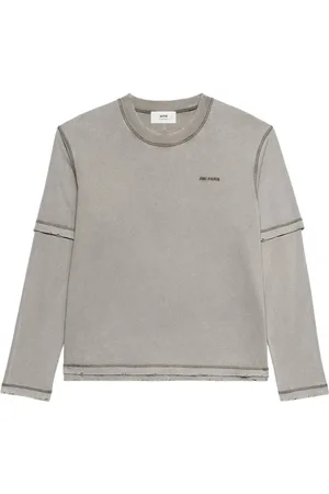 Ami Embroidered-logo layered sweatshirt