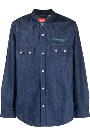 Kenzo Logo-embroidered denim shirt