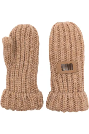 UGG Chunky-knit logo-patch gloves