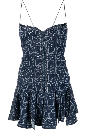 Ludovic De Saint Sernin Logo-print denim minidress