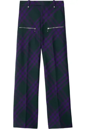 Burberry Check-pattern wool trousers