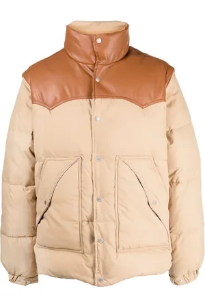 FIVE CM Colour-block press-stud quilted down jacket