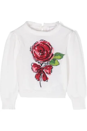 MONNALISA Floral-motif intarsia-knit jumper