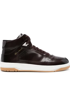 santoni Logo-print high-shine finish sneakers