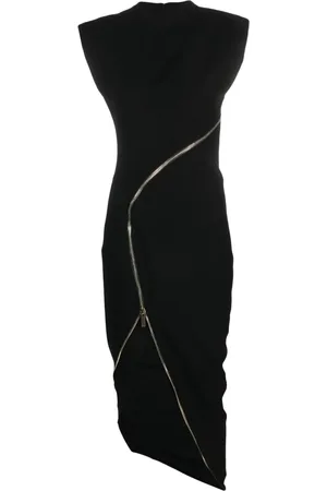 GENNY Zip-up asymmetric midi dress
