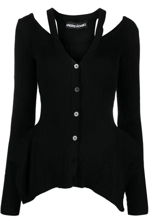 ANDREADAMO Peplum-hem ribbed knit cardigan