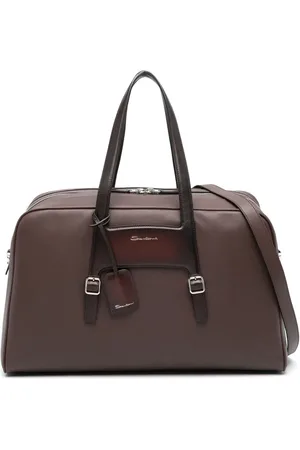 santoni Logo-stamp leather holdall