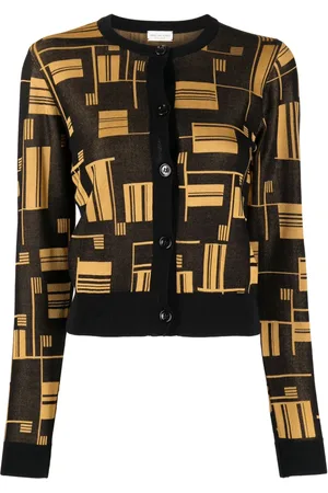 DRIES VAN NOTEN Geometric pattern-print buttoned cardigan