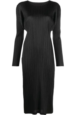 PLEATS PLEASE ISSEY MIYAKE September pliss??-satin midi dress