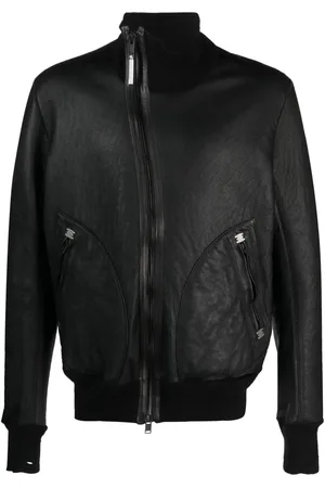 ISAAC SELLAM EXPERIENCE Off-centre leather bomber jacket