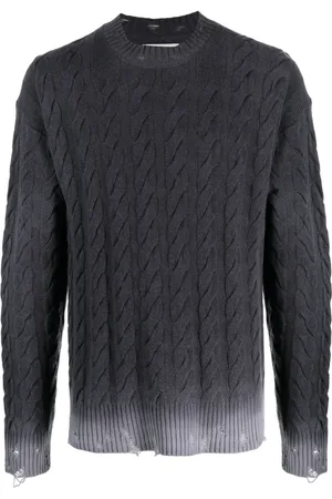 LANEUS Distressed cable-knit jumper