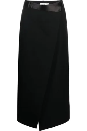 Simkhai Satin-belt wrap midi skirt