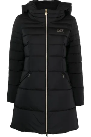 EA7 Logo-print hooded padded coat