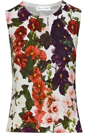 Oscar de la Renta Hollyhocks floral-print tank top