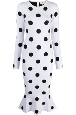 Marni Polka-dot fluted midi drss