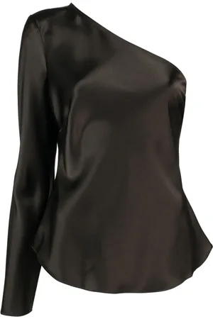 Ralph Lauren Satin-finish one-shoulder blouse