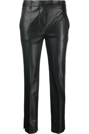 Incotex Slim-cut faux-leather trousers