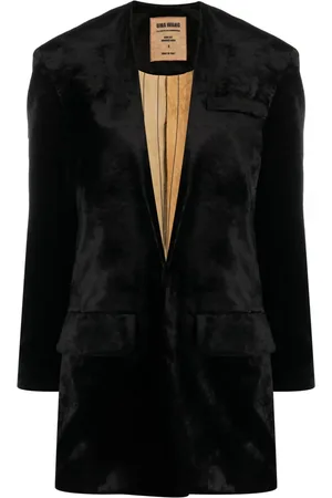UMA WANG Collarless velvet-effect coat