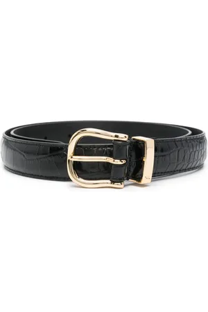 NILI LOTAN Crocodile-effect patent-leather belt