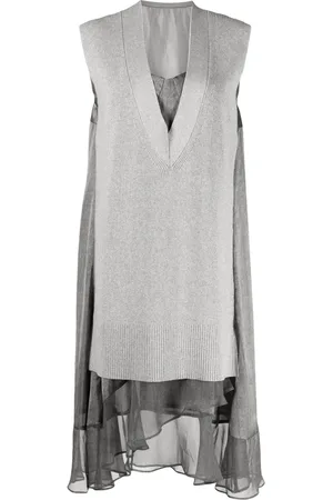 SACAI Layered knitted midi dress