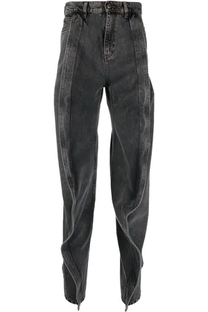 Y / PROJECT Draped low-rise wide-leg jeans