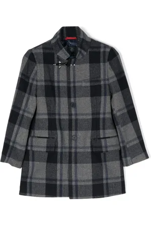 FAY Plaid-checked shawl-collar coat