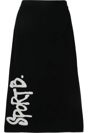 AGNÈS B. Intarsia-knit logo high-waisted skirt