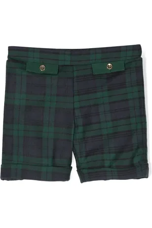 LA STUPENDERIA Elasticated-waist plaid check-print shorts