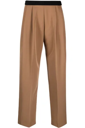 Ermanno Firenze Logo-waistband pleated trousers