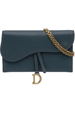 Dior x Kaws Pouch Saddle Navy Blue in Grained Calfskin with Silver