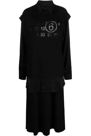 Maison Margiela Numbers-motif cotton midi dress