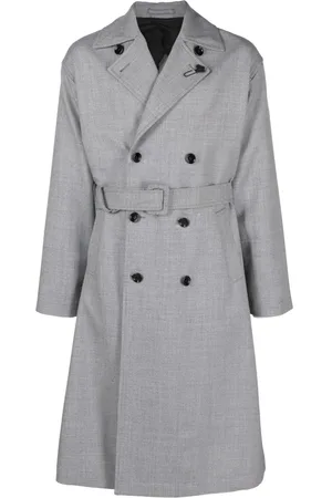 LARDINI Notched-lapels wool trench coat