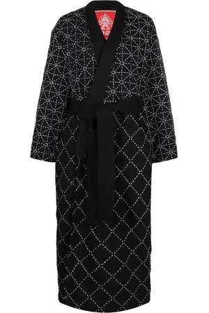 Kenzo Logo-patch decorative-stitching coat
