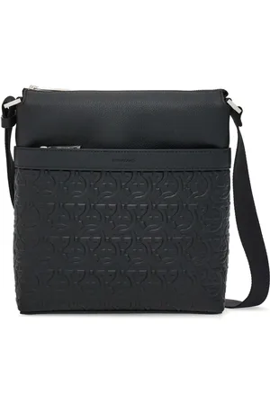 Salvatore Ferragamo Gancini-embossed leather messenger bag