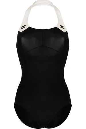 CHANEL 1990-2000s CC halterneck swimsuit