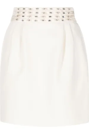 Elisabetta Franchi Satin-trim rhinestone-embellished mini skirt